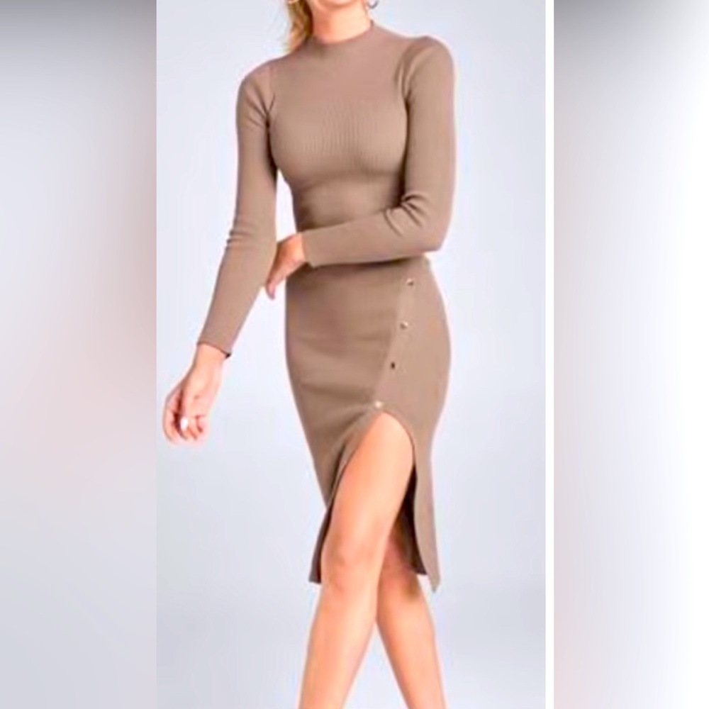 Ribbed Button Detail Dress